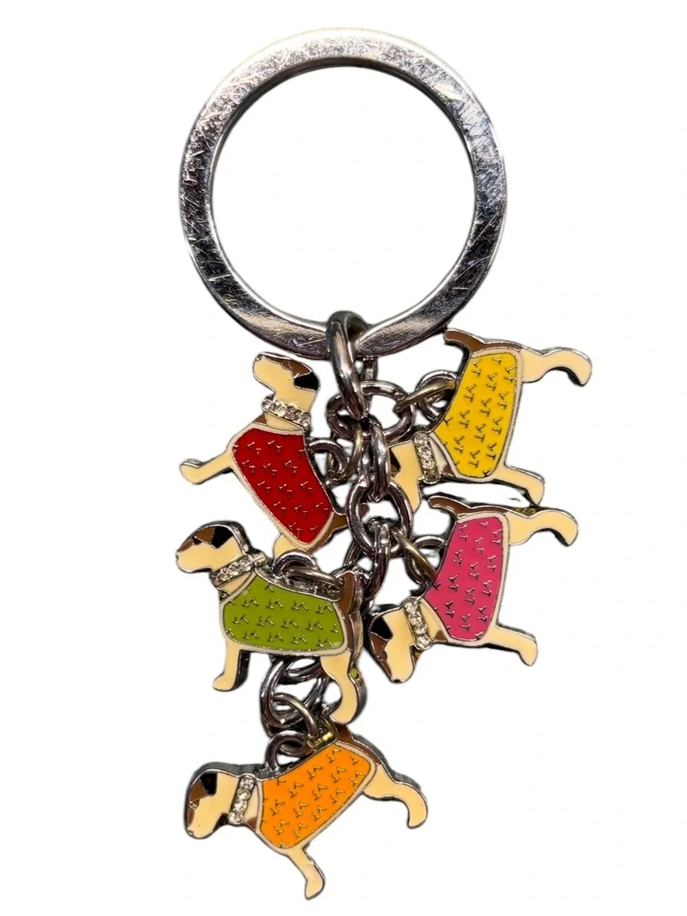 Vintage Coach Jack Russell Terrier Dog Keychain 5 Colorful Dog Charms